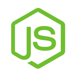 Node.js logo featuring a green hexagon with "JS" in the center, representing the JavaScript runtime environment commonly used for building scalable server-side applications and web services.