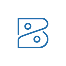 Logo design featuring a stylized letter 'B' in blue, representing a modern brand identity for a business or service. Ideal for use on corporate websites, marketing materials, or branding content.