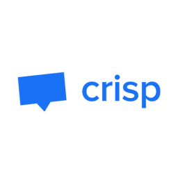 Crisp logo featuring a blue speech bubble and the word "crisp," symbolizing effective communication tools for businesses and enhancing customer engagement on digital platforms.