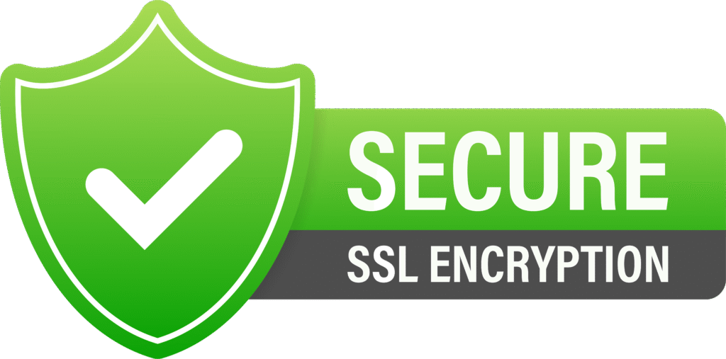 Secure SSL encryption badge indicating website safety and data protection. Ideal for pages focused on cybersecurity or online privacy.